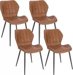 Esszimmerstühle 4er Set, Polsterstuhl, Küchenstuhl, Sitzfläche Aus Kunstleder, Metallbeine