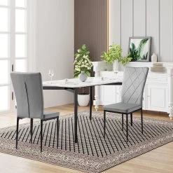 Esszimmerstühle 4er Set, Samtstuhl Mit Hoher Rückenlehne, Metallbeinen -Möbel Store Esszimmerst hle 4er Set Samtstuhl mit hoher R ckenlehne Metallbeinen W0ATT0047 4 dunkelgrau4 1280x1280