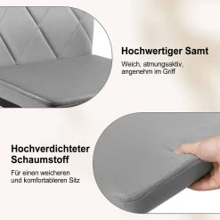 Esszimmerstühle 4er Set, Samtstuhl Mit Hoher Rückenlehne, Metallbeinen -Möbel Store Esszimmerst hle 4er Set Samtstuhl mit hoher R ckenlehne Metallbeinen W0ATT0047 4 dunkelgrau6 1280x1280