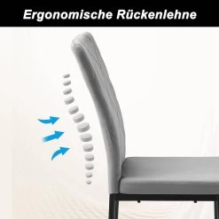 Esszimmerstühle 4er Set, Samtstuhl Mit Hoher Rückenlehne, Metallbeinen -Möbel Store Esszimmerst hle 4er Set Samtstuhl mit hoher R ckenlehne Metallbeinen W0ATT0047 4 dunkelgrau9 1280x1280