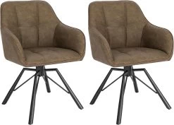 Esszimmerstühle Drehbar 2er-Set, Mit Armlehnen Rückenlehne, Mit Kunstlederbezug