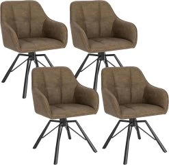 Esszimmerstühle Drehbar 4er-Set, Mit Armlehnen Rückenlehne, Mit Kunstlederbezug