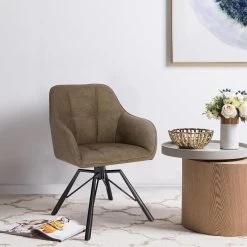 Esszimmerstühle Drehbar 6er-Set, Mit Armlehnen Rückenlehne, Mit Kunstlederbezug -Möbel Store Esszimmerst hle drehbar 6er Set mit Armlehnen R ckenlehne mit Kunstlederbezug BH366br 6 Braun4 1280x1280