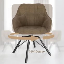 Esszimmerstühle Drehbar 6er-Set, Mit Armlehnen Rückenlehne, Mit Kunstlederbezug -Möbel Store Esszimmerst hle drehbar 6er Set mit Armlehnen R ckenlehne mit Kunstlederbezug BH366br 6 Braun6 1280x1280