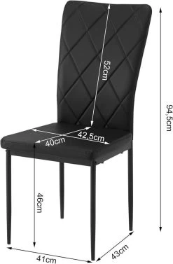 WOLTU Esszimmerstühle 4er Set, Kunstlederstuhl Mit Hoher Rückenlehne, Metallbeinen -Möbel Store Esszimmerstuehle 4er Set Kunstlederstuhl mit hoher Rueckenlehne Metallbeinen W0ATT0309 4 schwarz3 1280x1280