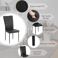 WOLTU Esszimmerstühle 4er Set, Kunstlederstuhl Mit Hoher Rückenlehne, Metallbeinen -Möbel Store Esszimmerstuehle 4er Set Kunstlederstuhl mit hoher Rueckenlehne Metallbeinen W0ATT0309 4 schwarz5 1280x1280