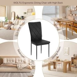 WOLTU Esszimmerstühle 4er Set, Kunstlederstuhl Mit Hoher Rückenlehne, Metallbeinen -Möbel Store Esszimmerstuehle 4er Set Kunstlederstuhl mit hoher Rueckenlehne Metallbeinen W0ATT0309 4 schwarz8 1280x1280