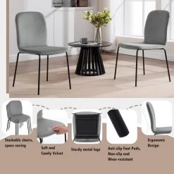 WOLTU Esszimmerstühle 4er Set, Polsterstuhl Stapelstuhl, Samtstuhl Mit Metallbeinen -Möbel Store Esszimmerstuehle 4er Set Polsterstuhl Stapelstuhl Samtstuhl mit Metallbeinen W0ATT0407 4 Dunkelgrau4 1280x1280