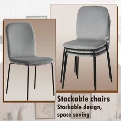 WOLTU Esszimmerstühle 4er Set, Polsterstuhl Stapelstuhl, Samtstuhl Mit Metallbeinen -Möbel Store Esszimmerstuehle 4er Set Polsterstuhl Stapelstuhl Samtstuhl mit Metallbeinen W0ATT0407 4 Dunkelgrau5 1280x1280