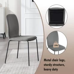WOLTU Esszimmerstühle 4er Set, Polsterstuhl Stapelstuhl, Samtstuhl Mit Metallbeinen -Möbel Store Esszimmerstuehle 4er Set Polsterstuhl Stapelstuhl Samtstuhl mit Metallbeinen W0ATT0407 4 Dunkelgrau7 1280x1280