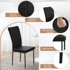 WOLTU Esszimmerstühle 4er Set, Gepolsterter Stuhl Mit Hoher Rückenlehne, Aus Kunstleder, Metallbeine -Möbel Store Esszimmerstuehle 4er Set gepolsterter Stuhl mit hoher Rueckenlehne aus Kunstleder Metallbeine W0ATT0315 4 schwarz5 1280x1280