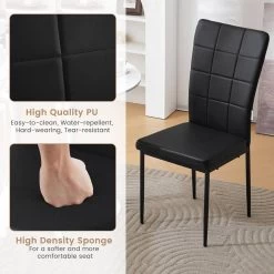 WOLTU Esszimmerstühle 4er Set, Gepolsterter Stuhl Mit Hoher Rückenlehne, Aus Kunstleder, Metallbeine -Möbel Store Esszimmerstuehle 4er Set gepolsterter Stuhl mit hoher Rueckenlehne aus Kunstleder Metallbeine W0ATT0315 4 schwarz6 1280x1280