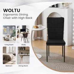 WOLTU Esszimmerstühle 4er Set, Gepolsterter Stuhl Mit Hoher Rückenlehne, Aus Kunstleder, Metallbeine -Möbel Store Esszimmerstuehle 4er Set gepolsterter Stuhl mit hoher Rueckenlehne aus Kunstleder Metallbeine W0ATT0315 4 schwarz8 1280x1280