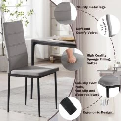 WOLTU Esszimmerstühle 4er Set, Mit Hoher Rückenlehne Metallbeinen, Samt -Möbel Store Esszimmerstuehle 4er Set mit hoher Rueckenlehne Metallbeinen Samt W0ATT0402 4 Dunkelgrau5 1280x1280