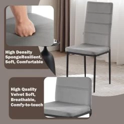 WOLTU Esszimmerstühle 4er Set, Mit Hoher Rückenlehne Metallbeinen, Samt -Möbel Store Esszimmerstuehle 4er Set mit hoher Rueckenlehne Metallbeinen Samt W0ATT0402 4 Dunkelgrau6 1280x1280