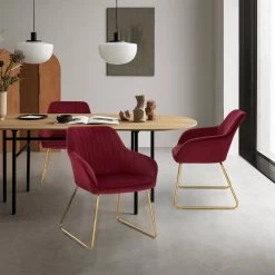 Esszimmerstuhl, Mit Armlehne, Sitzfläche Aus Samt, Gold Kufen-Gestell Aus Metall -Möbel Store Esszimmerstuehle Armlehne Samt Metall bordeaux2s0En3h3jv3Zrp 1280x1280 1