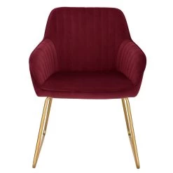 2er-Set Esszimmerstuhl, Mit Armlehne, Sitzfläche Aus Samt, Gold Kufen-Gestell Aus Metall -Möbel Store Esszimmerstuehle Armlehne Samt Metall bordeaux3ovlSSVZREUqFW 1280x1280