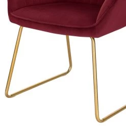 2er-Set Esszimmerstuhl, Mit Armlehne, Sitzfläche Aus Samt, Gold Kufen-Gestell Aus Metall -Möbel Store Esszimmerstuehle Armlehne Samt Metall bordeaux8 1280x1280