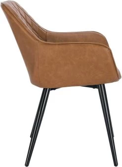 2er-Set Wohnzimmerstuhl Esszimmerstuhl Polsterstuhl Mit Armlehen Kunstleder Metall -Möbel Store Esszimmerstuehle Kuechenstuehle Kunstleder Metall braun2 1280x1280 1