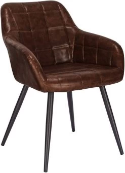 Esszimmerstuhl Mit Armlehne Sitzfläche Aus Kunstleder, Metallbeine