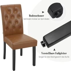 WOLTU Esszimmerstühle, Küchenstuhl Mit Hoher Rückenlehne, Aus Kunstleder-Bezug Holzbeinen -Möbel Store Esszimmerstuehle Kuechenstuhl mit hoher Rueckenlehne Kunstleder Bezug Holzbeinen W0ATT0320 Braun10 1280x1280