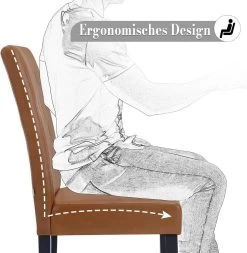 WOLTU Esszimmerstühle, Küchenstuhl Mit Hoher Rückenlehne, Aus Kunstleder-Bezug Holzbeinen -Möbel Store Esszimmerstuehle Kuechenstuhl mit hoher Rueckenlehne Kunstleder Bezug Holzbeinen W0ATT0320 Braun11 1280x1280