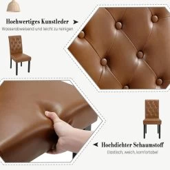 WOLTU Esszimmerstühle, Küchenstuhl Mit Hoher Rückenlehne, Aus Kunstleder-Bezug Holzbeinen -Möbel Store Esszimmerstuehle Kuechenstuhl mit hoher Rueckenlehne Kunstleder Bezug Holzbeinen W0ATT0320 Braun8 1280x1280