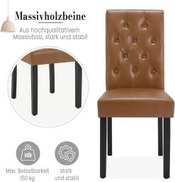 WOLTU Esszimmerstühle, Küchenstuhl Mit Hoher Rückenlehne, Aus Kunstleder-Bezug Holzbeinen -Möbel Store Esszimmerstuehle Kuechenstuhl mit hoher Rueckenlehne Kunstleder Bezug Holzbeinen W0ATT0320 Braun9 1280x1280