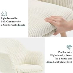 Esszimmerstühle 2er Set, Polsterstuhl, Mit Armlehnen, Aus Cord, Massivholzbeine -Möbel Store Esszimmerstuhl 2er Set Polsterstuhl Armlehnen aus Cord Massivholzbeine W0ATT0207 2 Beige6 1280x1280