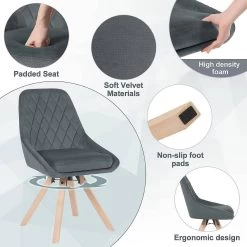 6er Set Esszimmerstühle, Küchenstuhl Drehbar, Mit Samtbezug, Beine Aus Buchenholz -Möbel Store Esszimmerstuhl K chenstuhl drehbar mit Samtbezug Beine aus Buchenholz BH359dgr 1 dunkelgrau4 1280x1280 2