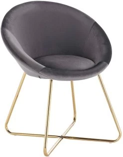 Esszimmerstuhl, Sitzfläche Aus Samt, Gekreuzte Vergoldete Metallbeine