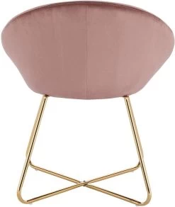 Esszimmerstuhl, Sitzfläche Aus Samt, Gekreuzte Vergoldete Metallbeine -Möbel Store Esszimmerstuhl Kuechenstuhl Polsterstuhl Wohnzimmerstuhl Metallbeine rosa5 1280x1280