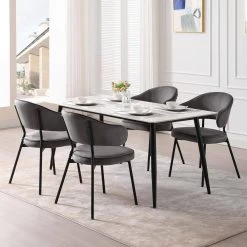 2er Set Esszimmerstühle, Polsterstuhl, Mit Rückenlehne Armlehnen Metallbeinen, Samt -Möbel Store Esszimmerstuhl Polsterstuhl mit R ckenlehne Armlehnen Metallbeinen Samt W0ATT0080 1 dunkelgrau2 1280x1280