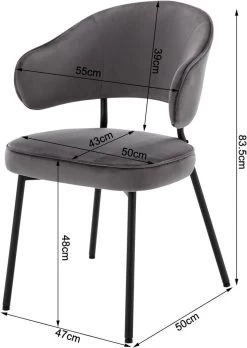 2er Set Esszimmerstühle, Polsterstuhl, Mit Rückenlehne Armlehnen Metallbeinen, Samt -Möbel Store Esszimmerstuhl Polsterstuhl mit R ckenlehne Armlehnen Metallbeinen Samt W0ATT0080 1 dunkelgrau3 1280x1280