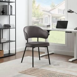 2er Set Esszimmerstühle, Polsterstuhl, Mit Rückenlehne Armlehnen Metallbeinen, Samt -Möbel Store Esszimmerstuhl Polsterstuhl mit R ckenlehne Armlehnen Metallbeinen Samt W0ATT0080 1 dunkelgrau4 1280x1280