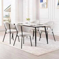 Möbel Store -Möbel Store Esszimmerstuhl Polsterstuhl mit R ckenlehne Armlehnen Metallbeinen Samt W0ATT0082 1 creme2 1280x1280