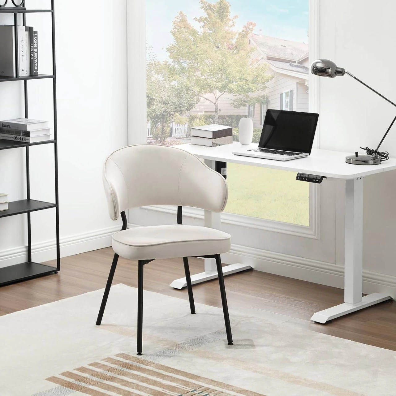 Esszimmerstuhl, Polsterstuhl, Mit Rückenlehne Armlehnen Metallbeinen, Samt 4 Esszimmerstuhl, Polsterstuhl, Mit Rückenlehne Armlehnen Metallbeinen, Samt – Bild 4