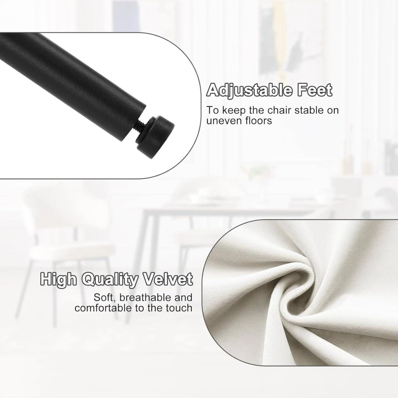 Esszimmerstuhl, Polsterstuhl, Mit Rückenlehne Armlehnen Metallbeinen, Samt 6 Esszimmerstuhl, Polsterstuhl, Mit Rückenlehne Armlehnen Metallbeinen, Samt – Bild 6