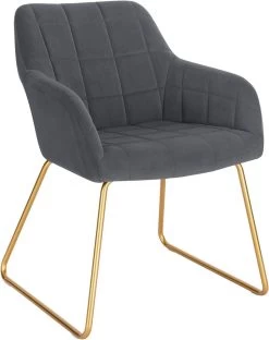Esszimmerstuhl, Sessel, Polsterstuhl Küchenstuhl Mit Armlehnen, Samtbezug, Metallbeine, Max. 120 Kg