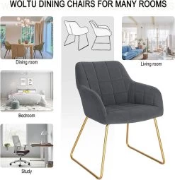 Esszimmerstuhl, Sessel, Polsterstuhl Küchenstuhl Mit Armlehnen, Samtbezug, Metallbeine, Max. 120 Kg -Möbel Store Esszimmerstuhl Sessel Polsterstuhl K chenstuhl mit Armlehnen Samtbezug Metallbeine max 120 kg BH333dgr 1 Dunkelgrau7 1280x1280