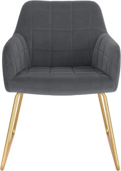 Esszimmerstuhl, Sessel, Polsterstuhl Küchenstuhl Mit Armlehnen, Samtbezug, Metallbeine, Max. 120 Kg -Möbel Store Esszimmerstuhl Sessel Polsterstuhl K chenstuhl mit Armlehnen Samtbezug Metallbeine max 120 kg BH333dgr 1 Dunkelgrau8 1280x1280