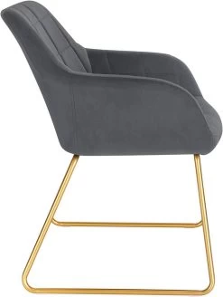 Esszimmerstuhl, Sessel, Polsterstuhl Küchenstuhl Mit Armlehnen, Samtbezug, Metallbeine, Max. 120 Kg -Möbel Store Esszimmerstuhl Sessel Polsterstuhl K chenstuhl mit Armlehnen Samtbezug Metallbeine max 120 kg BH333dgr 1 Dunkelgrau9 1280x1280