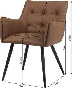 Esszimmerstühle 6er-Set, Mit Armlehnen Rückenlehne, Kunstlederbezug, Metallbeine -Möbel Store Esszimmerstuhl Sessel mit Armlehnen R ckenlehne Kunstlederbezug Metallbeine W0ATT0054 1 braun3 1280x1280 2