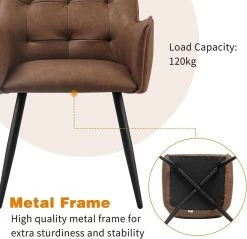 Esszimmerstühle 4er-Set, Mit Armlehnen Rückenlehne, Kunstlederbezug, Metallbeine -Möbel Store Esszimmerstuhl Sessel mit Armlehnen R ckenlehne Kunstlederbezug Metallbeine W0ATT0054 1 braun5 1280x1280 3