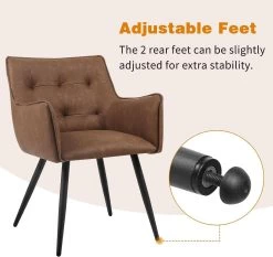 Esszimmerstühle 2er-Set, Mit Armlehnen Rückenlehne, Kunstlederbezug, Metallbeine 14 Esszimmerstühle 2er-Set, Mit Armlehnen Rückenlehne, Kunstlederbezug, Metallbeine -Möbel Store Esszimmerstuhl Sessel mit Armlehnen R ckenlehne Kunstlederbezug Metallbeine W0ATT0054 1 braun6 1280x1280