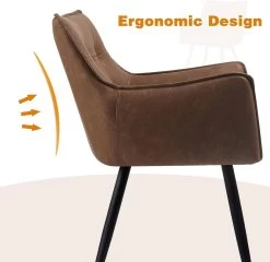 Esszimmerstühle 4er-Set, Mit Armlehnen Rückenlehne, Kunstlederbezug, Metallbeine -Möbel Store Esszimmerstuhl Sessel mit Armlehnen R ckenlehne Kunstlederbezug Metallbeine W0ATT0054 1 braun7 1280x1280 3