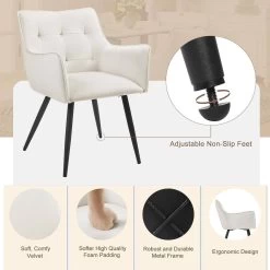 Möbel Store -Möbel Store Esszimmerstuhl Sessel mit Armlehnen R ckenlehne Samtbezug Metallbeine W0ATT0053 1 creamweiss2 1280x1280 1