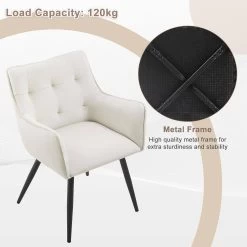 Esszimmerstuhl, Sessel Mit Armlehnen Rückenlehne, Samtbezug, Metallbeine -Möbel Store Esszimmerstuhl Sessel mit Armlehnen R ckenlehne Samtbezug Metallbeine W0ATT0053 1 creamweiss5 1280x1280 3