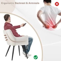 Esszimmerstühle 2er-Set, Stuhl Mit Armlehnen Rückenlehne, Mit Samtbezug, Metallbeine -Möbel Store Esszimmerstuhl Sessel mit Armlehnen R ckenlehne Samtbezug Metallbeine W0ATT0053 1 creamweiss7 1280x1280 2