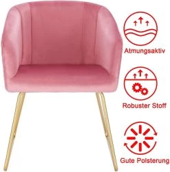Esszimmerstuhl Mit Armlehne Samt & Metallbeine Kufengestell -Möbel Store Esszimmerstuhl Wohnzimmerstuhl mit Armlehne Samt Metall rosa8 1280x1280